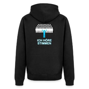 Ich höre Stimmen Chor Dirigent - Unisex Premium Bio Zip Hoodie - Schwarz - Hinten - Nico (187cm)