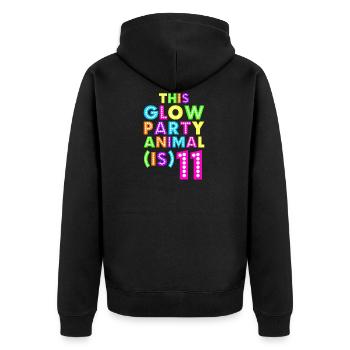 Glow Party Animal11 - Unisex Premium Organic Zip Hoodie - black - Back - Nico (187cm)