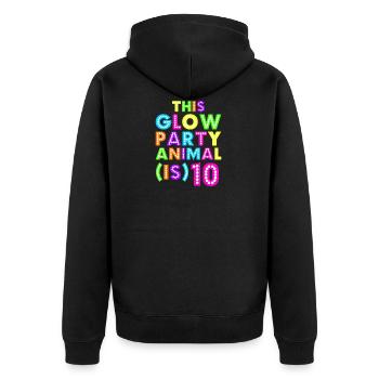 Glow Party Animal10 - Unisex Premium Organic Zip Hoodie - black - Back - Nico (187cm)