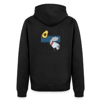 Avocado Kanone Geschenk - Unisex Premium Bio Zip Hoodie - Schwarz - Hinten - Nico (187cm)
