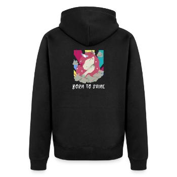 Born To Shine Unicorn Gift - Unisex Premium Organic Zip Hoodie - black - Back - Nico (187cm)