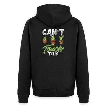 Funny Cactus Shirt Distressed - Unisex Premium Organic Zip Hoodie - black - Back - Nico (187cm)