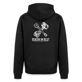 benzin im blut - Unisex Premium Bio Zip Hoodie - Schwarz - Hinten - Nico (187cm)