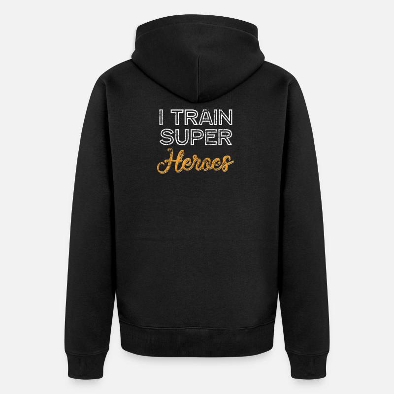 I train Superheroes - Veste à capuche bio Premium Unisexe - noir