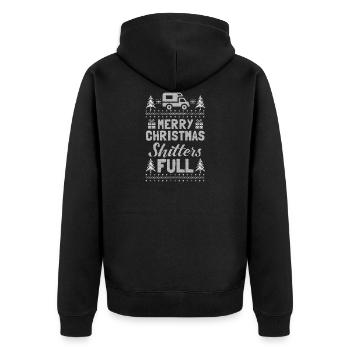 Shirt als Geschenk für Weihnachten - Shitters full - Unisex Premium Bio Zip Hoodie - Schwarz - Hinten - Nico (187cm)