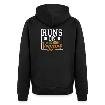 Runs on Veggies - Unisex Premium Bio Zip Hoodie - Schwarz - Hinten - Nico (187cm)