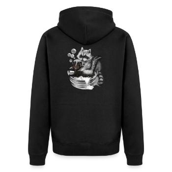 wishy-washy - Unisex Premium Organic Zip Hoodie - black - Back - Nico (187cm)