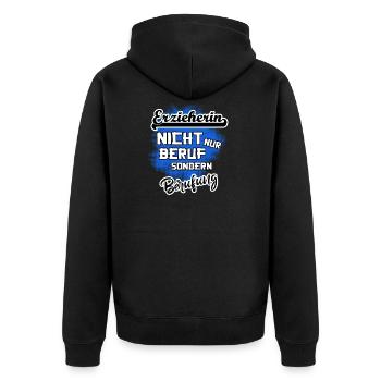 Erzieherin - eine Berufung - Unisex Premium Bio Zip Hoodie - Schwarz - Hinten - Nico (187cm)