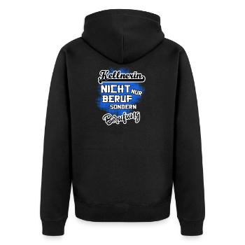 Kellnerin - eine Berufung - Unisex Premium Bio Zip Hoodie - Schwarz - Hinten - Nico (187cm)
