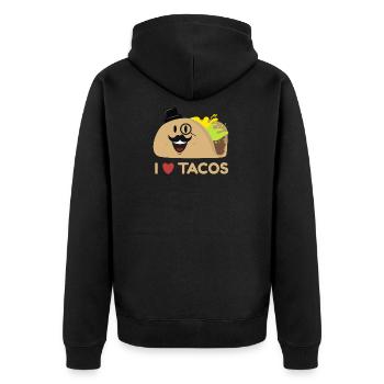 Ich liebe Tacos T-shirt - Unisex Premium Bio Zip Hoodie - Schwarz - Hinten - Nico (187cm)