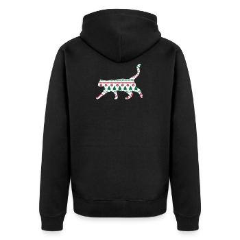 Cute Christmas Cat Katze Weihnachten Geschenk Xmas - Unisex Premium Bio Zip Hoodie - Schwarz - Hinten - Nico (187cm)