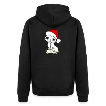 Cute Christmas Cat Katze Weihnachten Geschenk Xmas - Unisex Premium Bio Zip Hoodie - Schwarz - Hinten - Nico (187cm)