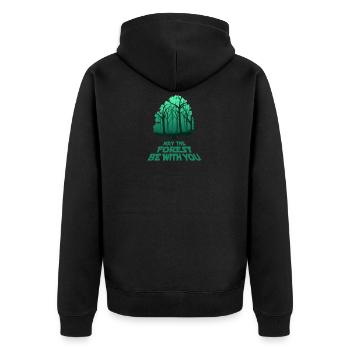 May The Forest Be With You - Design - Unisex Premium Organic Zip Hoodie - black - Back - Nico (187cm)