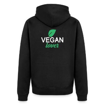 Vegan lover - Unisex Premium Bio Zip Hoodie - Schwarz - Hinten - Nico (187cm)