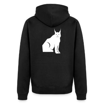 lynx - Unisex Premium Organic Zip Hoodie - black - Back - Nico (187cm)