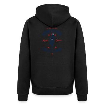 MotoCross - lustiges Biker Shirt - Geschenk - Unisex Premium Bio Zip Hoodie - Schwarz - Hinten - Nico (187cm)