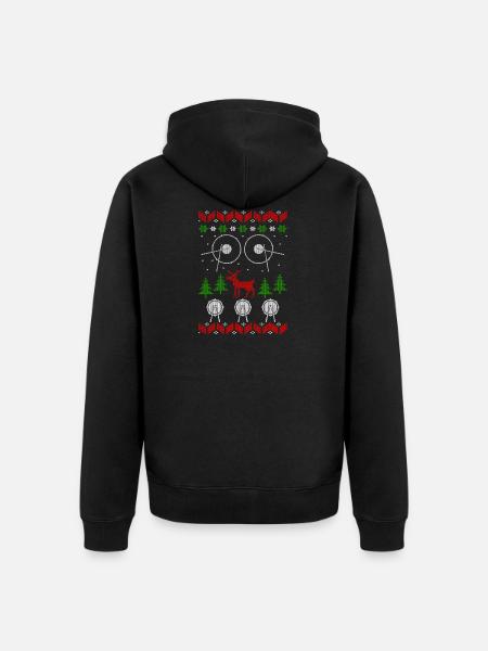 ugly christmas drummer - Unisex Premium Organic Zip Hoodie - black