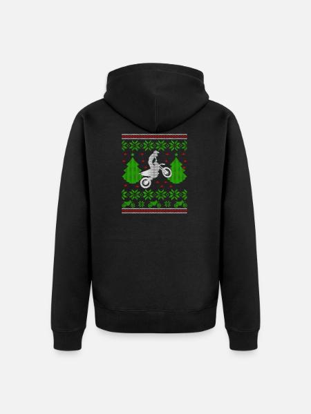 dirtbike motorcross ugly christmas - Unisex Premium Organic Zip Hoodie - black