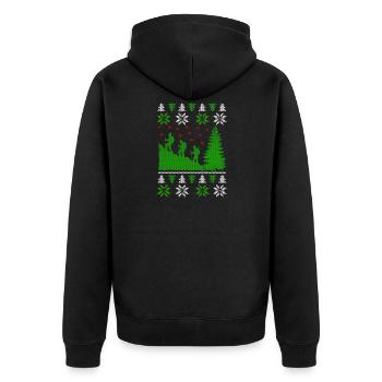 Randonnée montagnes laid de Noël Jumper - Veste à capuche bio Premium Unisexe - noir - Dos - Nico (187cm)