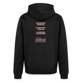 So kann man sich täuschen. Fibromyalgie. Geschenk. - Unisex Premium Bio Zip Hoodie - Schwarz - Hinten - Nico (187cm)