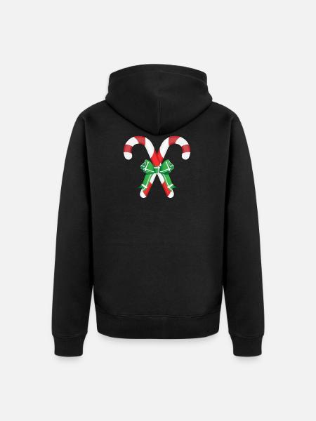 Christmas candy canes - Unisex Premium Organic Zip Hoodie - black