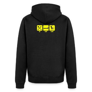 Sport climb climber klettern Christmas Weihnachten - Unisex Premium Bio Zip Hoodie - Schwarz - Hinten - Nico (187cm)