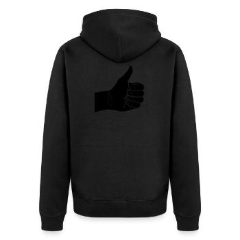 daumen hoch - Unisex Premium Bio Zip Hoodie - Schwarz - Hinten - Nico (187cm)