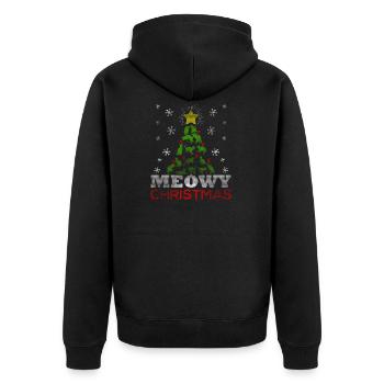 Meowy Christmas Tree Ugly Shirt - Unisex Premium Organic Zip Hoodie - black - Back - Nico (187cm)