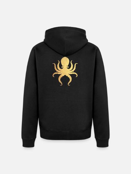 gold Oktopus - Unisex Premium Bio Zip Hoodie - Schwarz