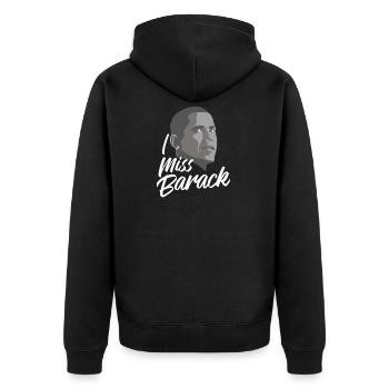 I Miss Barack - Unisex Premium Bio Zip Hoodie - Schwarz - Hinten - Nico (187cm)