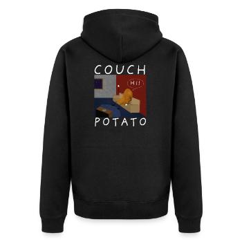 Couch Potato Faule Kartoffel Wohnzimmer Design - Unisex Premium Bio Zip Hoodie - Schwarz - Hinten - Nico (187cm)