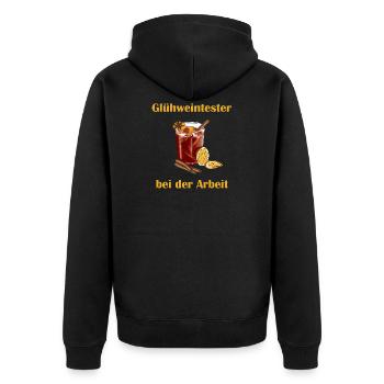 Gluehweintester - Unisex Premium Bio Zip Hoodie - Schwarz - Hinten - Nico (187cm)