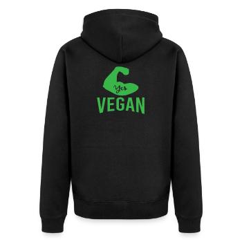 YES VEGAN vegetarian we can now new xmas rev - Unisex Premium Organic Zip Hoodie - black - Back - Nico (187cm)