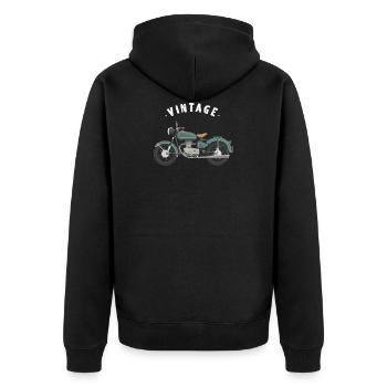 vintage bike motorcycle café racer motorcycle sport - Unisex Premium Organic Zip Hoodie - black - Back - Nico (187cm)