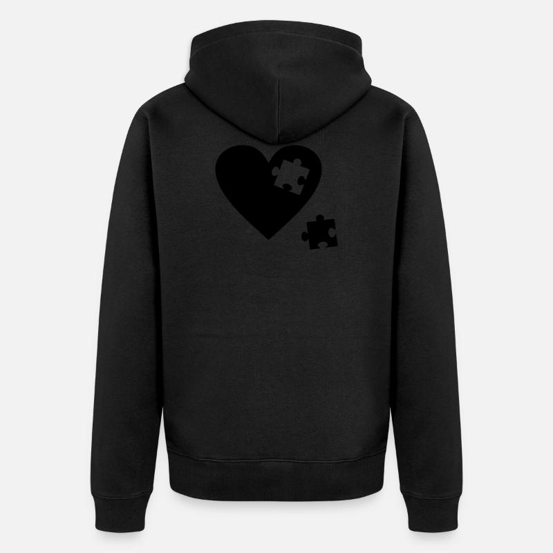 Puzzle coeur - Veste à capuche bio Premium Unisexe - noir