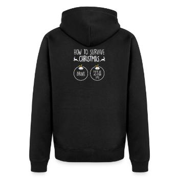 Weihnachten lustig Feiertage Geschenk Saufen - Unisex Premium Bio Zip Hoodie - Schwarz - Hinten - Nico (187cm)