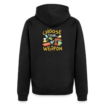Choisissez votre arme de cuisson cadeau - Veste à capuche bio Premium Unisexe - noir - Dos - Nico (187cm)