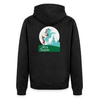 cadeau shirt licorne Joyeux Noël - Veste à capuche bio Premium Unisexe - noir - Dos - Nico (187cm)