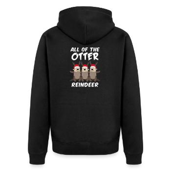 All the otter Reindeer Geschenk Weihnachten - Unisex Premium Bio Zip Hoodie - Schwarz - Hinten - Nico (187cm)