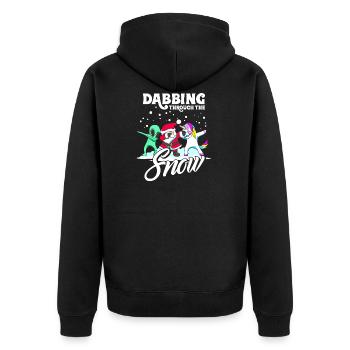 Dabbing Santa Dab Einhorn Alien Weihnachten Gesche - Unisex Premium Bio Zip Hoodie - Schwarz - Hinten - Nico (187cm)