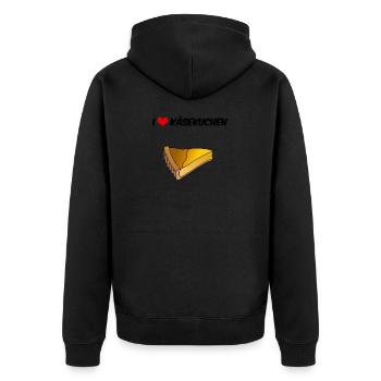I Liebe Käsekuchen Gebäck Süßigkeiten Plunder - Unisex Premium Bio Zip Hoodie - Schwarz - Hinten - Nico (187cm)