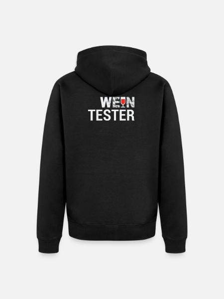 WEIN TESTER SHIRT - GESCHENK - Unisex Premium Bio Zip Hoodie - Schwarz
