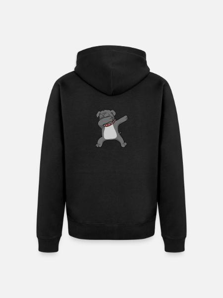 Bulldog Dab - dabbing bulldog - Unisex Premium Organic Zip Hoodie - black