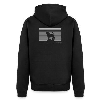 Norfolk Terrier Hund T-Shirt Geschenk - Unisex Premium Bio Zip Hoodie - Schwarz - Hinten - Nico (187cm)
