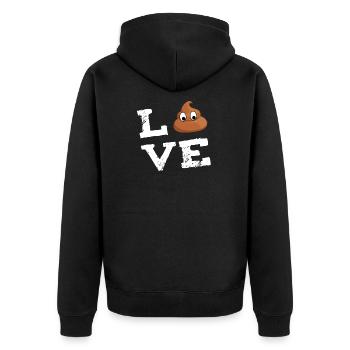 Poop Emoticon Kacke Scheisse Kackhaufen Liebe Gesc - Unisex Premium Bio Zip Hoodie - Schwarz - Hinten - Nico (187cm)