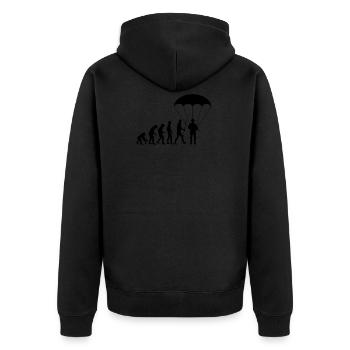 Evolution Fallschirmjäger Fallschirmspringer - Unisex Premium Bio Zip Hoodie - Schwarz - Hinten - Nico (187cm)