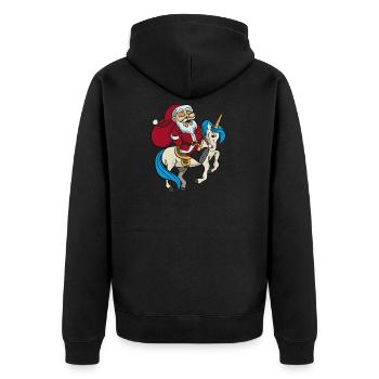 Santa monte sur Unicorn cadeau de Noël - Veste à capuche bio Premium Unisexe - noir - Dos - Nico (187cm)
