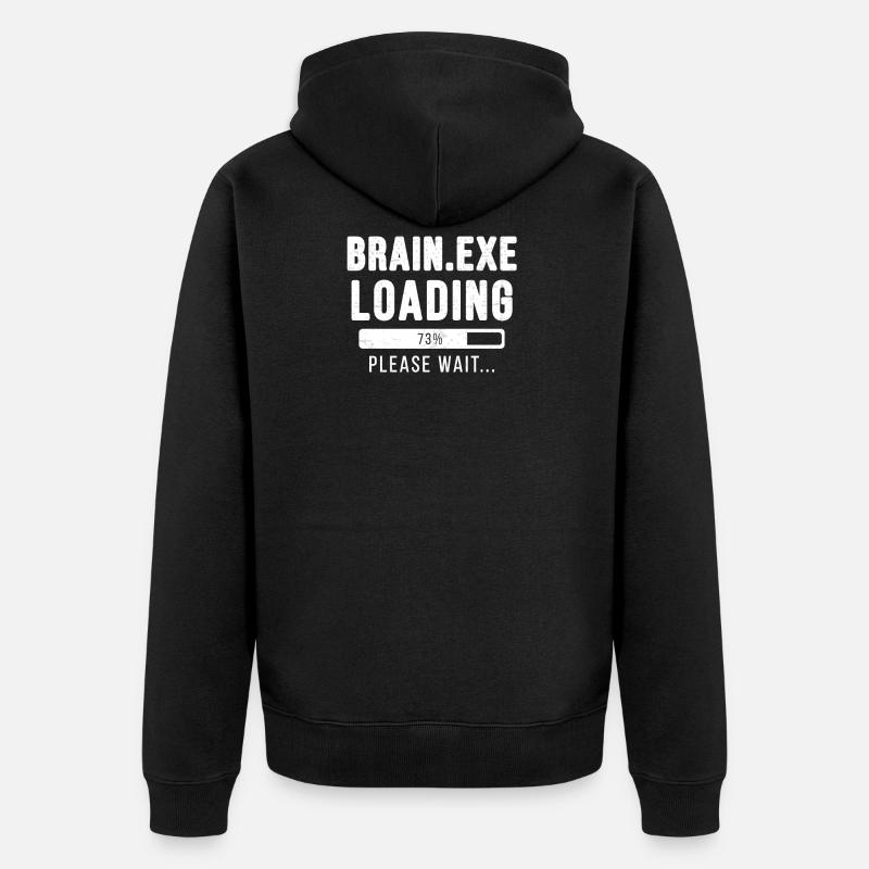 Brain.exe loading ... please wait! - Unisex Premium Organic Zip Hoodie - black