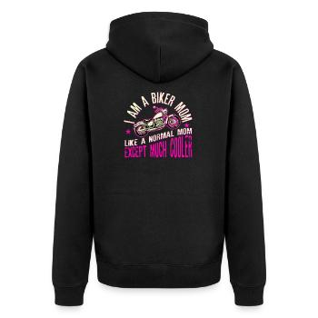 Ich bin ein Radfahrer Mom T-Shirt -Motorcyle Reiten - Unisex Premium Bio Zip Hoodie - Schwarz - Hinten - Nico (187cm)