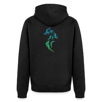 Beau motif tatouage tribal à deux tons loup - Veste à capuche bio Premium Unisexe - noir - Dos - Nico (187cm)